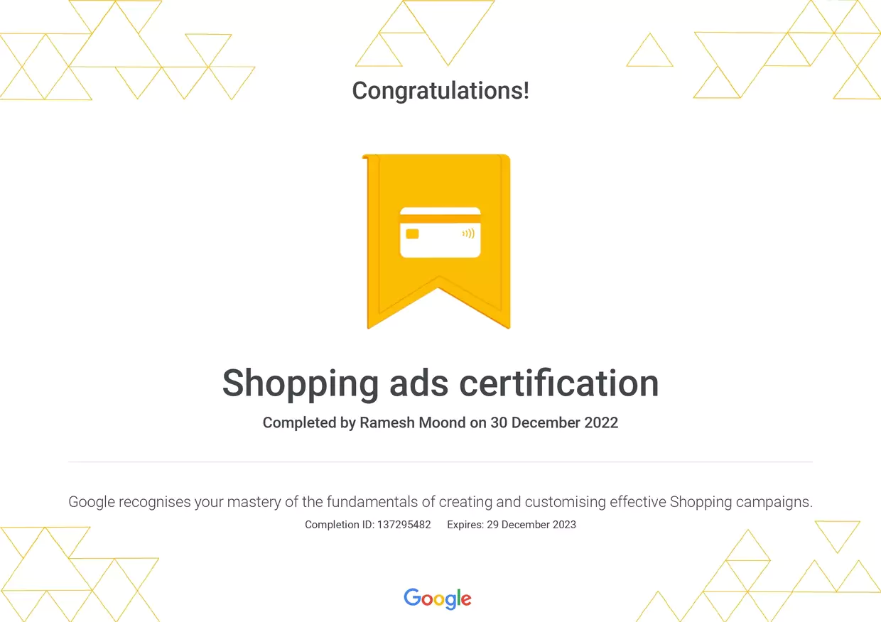 Shopping Ads Certification